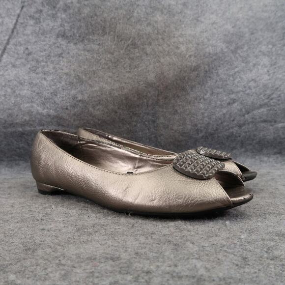 Madeline Stuart Shoes Womens 8.5 Flats Ballet Peep Toe Fashion Formal Wide Fit - Picture 1 of 16